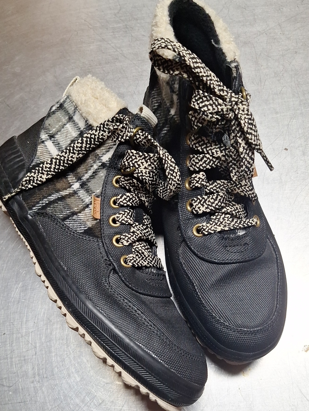 Keds Women’s Black Plaid Lined Lace-Up Boots